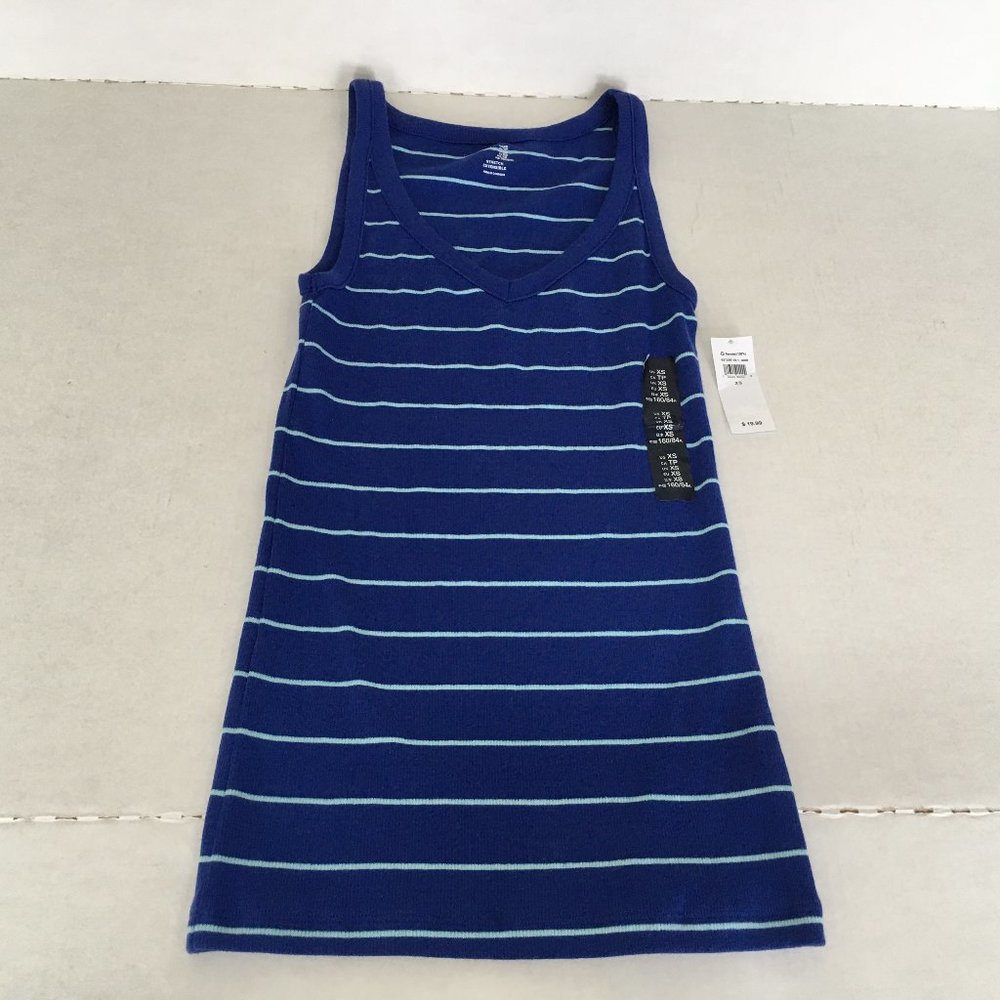 v neck tank top stretch extensible blue strip XS